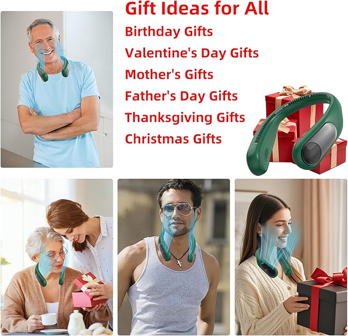 Portable Neck Fan, Personal Wearable Bladeless Fan, LED Display, 6000mAh USB