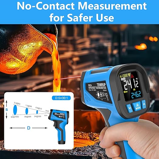 TEMIRUP Infrared Thermometer Temperature Gun -40℉ to 2462℉, 30:1 High Temp