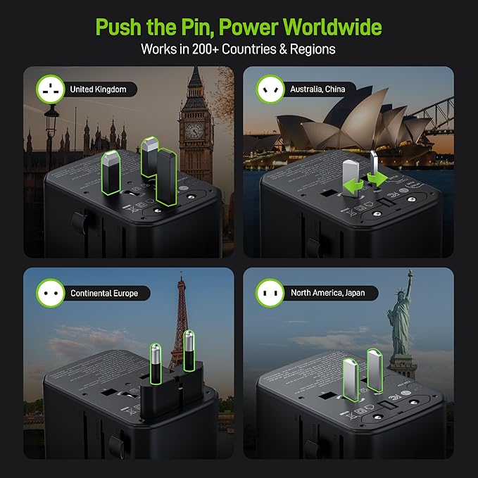 Epicka Pulse Duo 65W Universal Travel Adapter, International Power Adapter
