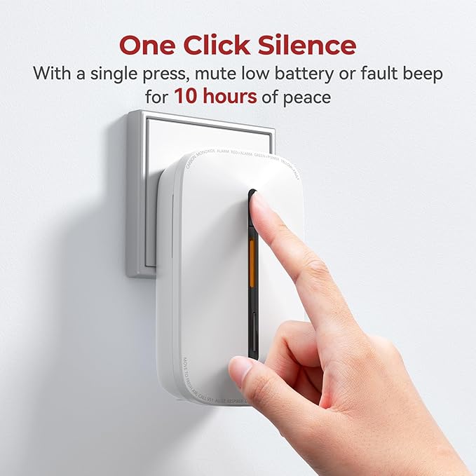 Siterlink Carbon Monoxide Detectors Plug in, 10 Year Replaceable Battery