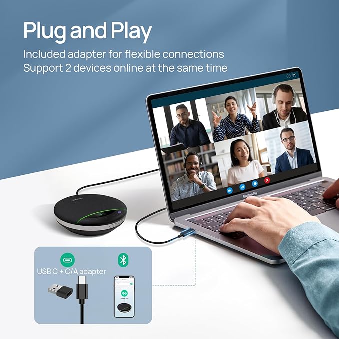 Yealink Bluetooth Speakerphone SP96 Support Daisy-Chain 26H Talk Time Teams