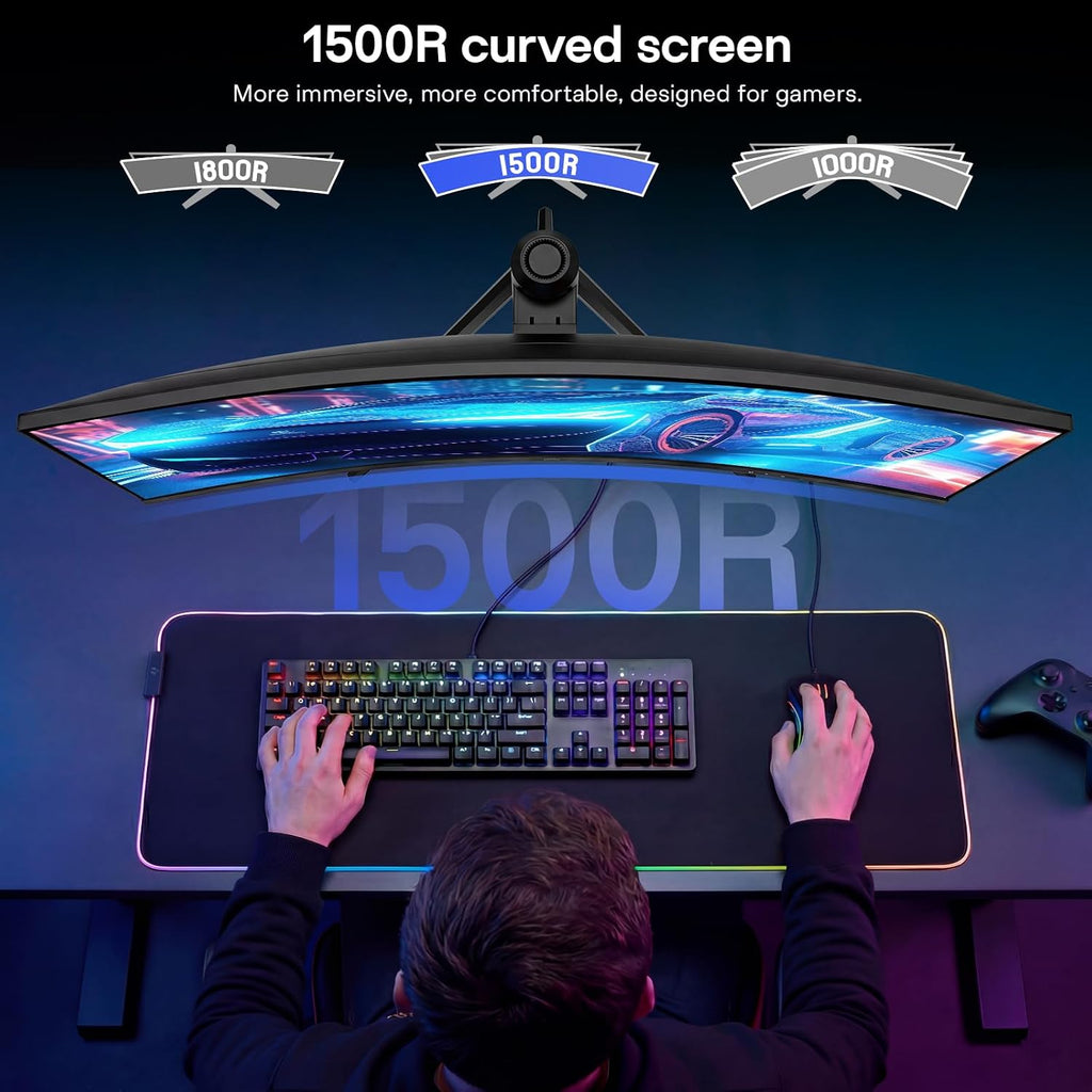 KOORUI 34 Inch 240Hz Ultrawide Curved Gaming Monitor, WQHD 3440×1440, 1500R, HDR400, PIP/PBP, 90% DIC-P3, Adaptive Sync, HDMI 2.1/DP 1.4, Tilt/Swivel/Height Adjustable, VESA for PC Gaming, Work & Play