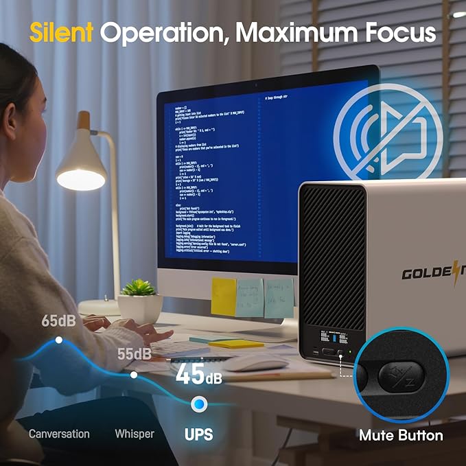 GOLDENMATE 2000VA/1600W Lithium UPS Battery Backup and Surge Protector