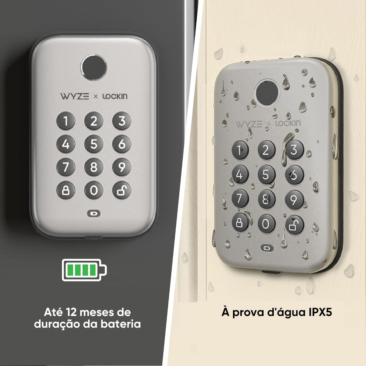 Wyze Auto-Lock Bolt, Fingerprint Unlock with Keypad, Electronic Entry Door Smart Deadbolt Lock, IPX5 Weatherproof, Easy Installation, Satin Nicke