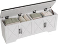 DreamDashio Storage Bench with Cushion, 47.2" End of Bed Storage Bench with Lift Top, Window Bench Seat with Storage for Bedroom, Mudroom, Entryway, Living Room & Hallway, White