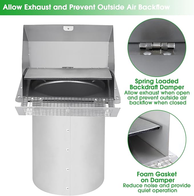 4 Inch Dryer Vent Cover Outside Hooded Wall Vent