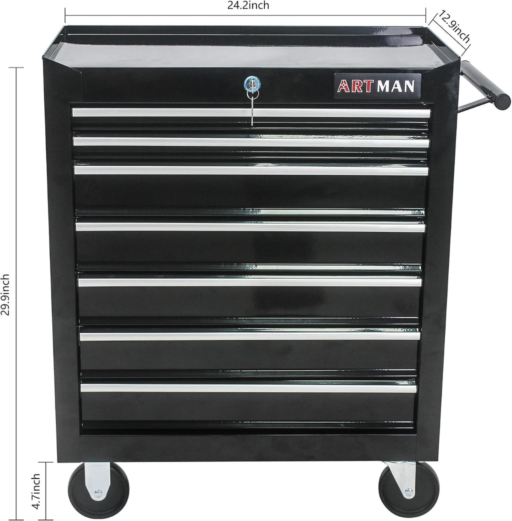 tool chest with 7-drawer tool box organizers and, close-up detail