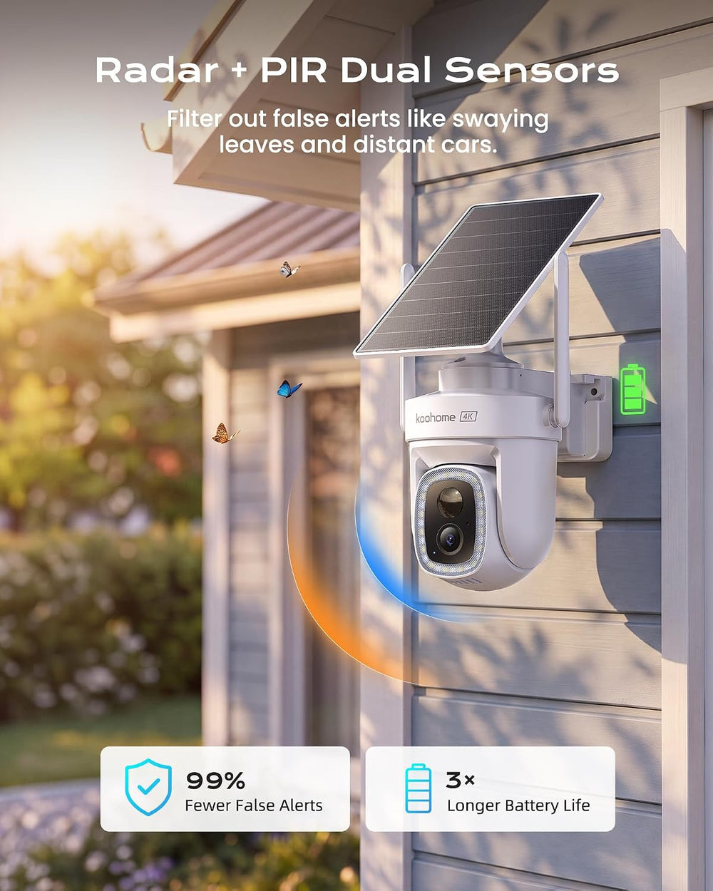 4K Solar Security Camera Outdoor Wireless,360° PTZ,No Subscription