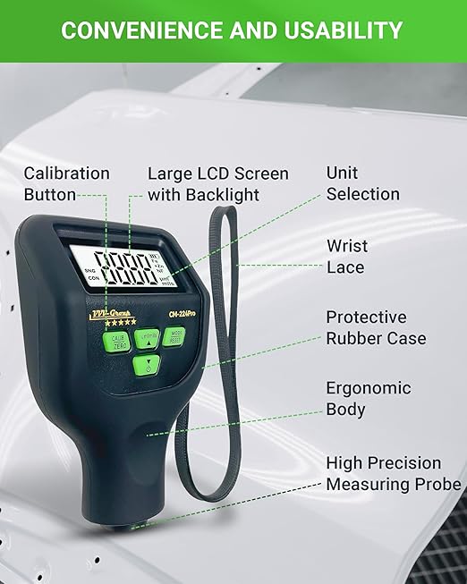 Paint Thickness Gauge CM-224Pro 2026 | Coating Thickness Meter Fe/Al/Zn | Auto