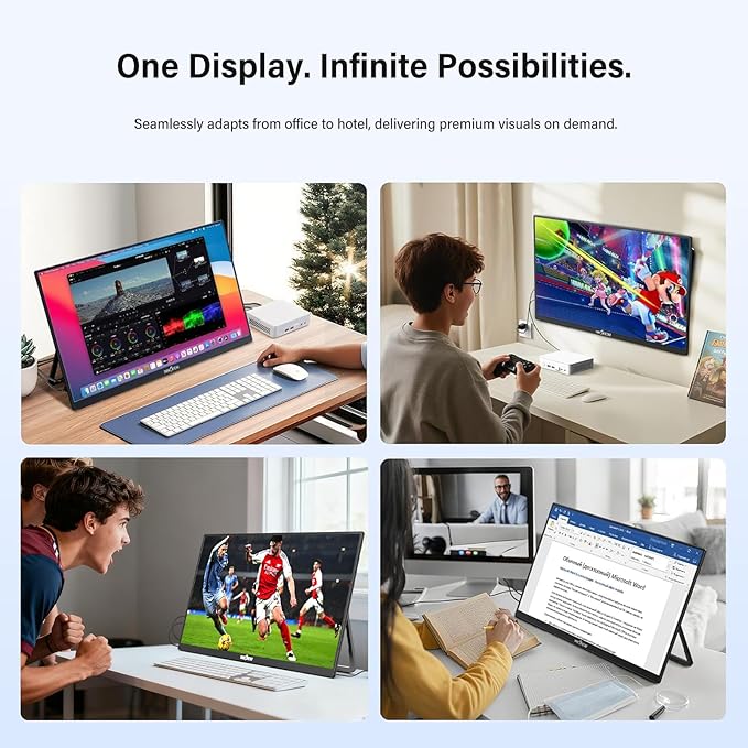 InnoView Large Portable Monitor 23.8inch FHD 1080P 144Hz USB-C, HDMI Computer
