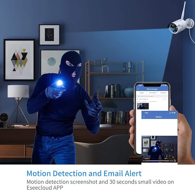 Hiseeu 2K Wireless Security Camera System, 10CH NVR Kit, Night Vision, (8Pcs)