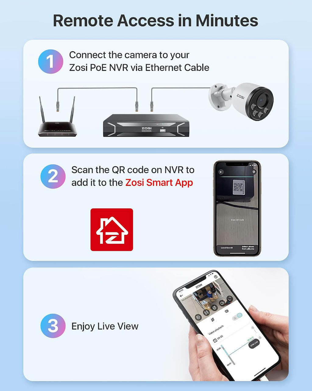 zosi 4pk 4mp add-on camera with ethernet cables,outdoor, close-up detail