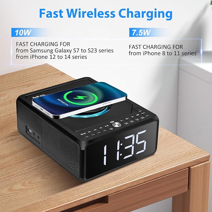 Gelielim CD Player Alarm Clock Radio, CD Players