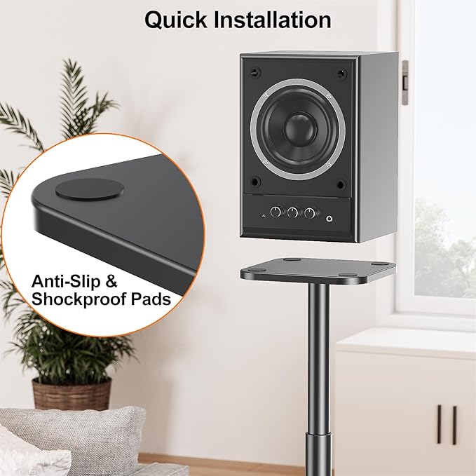 ELIVED Universal Speaker Stands Height Adjustable 28"-37.4", Bookshelf Speaker