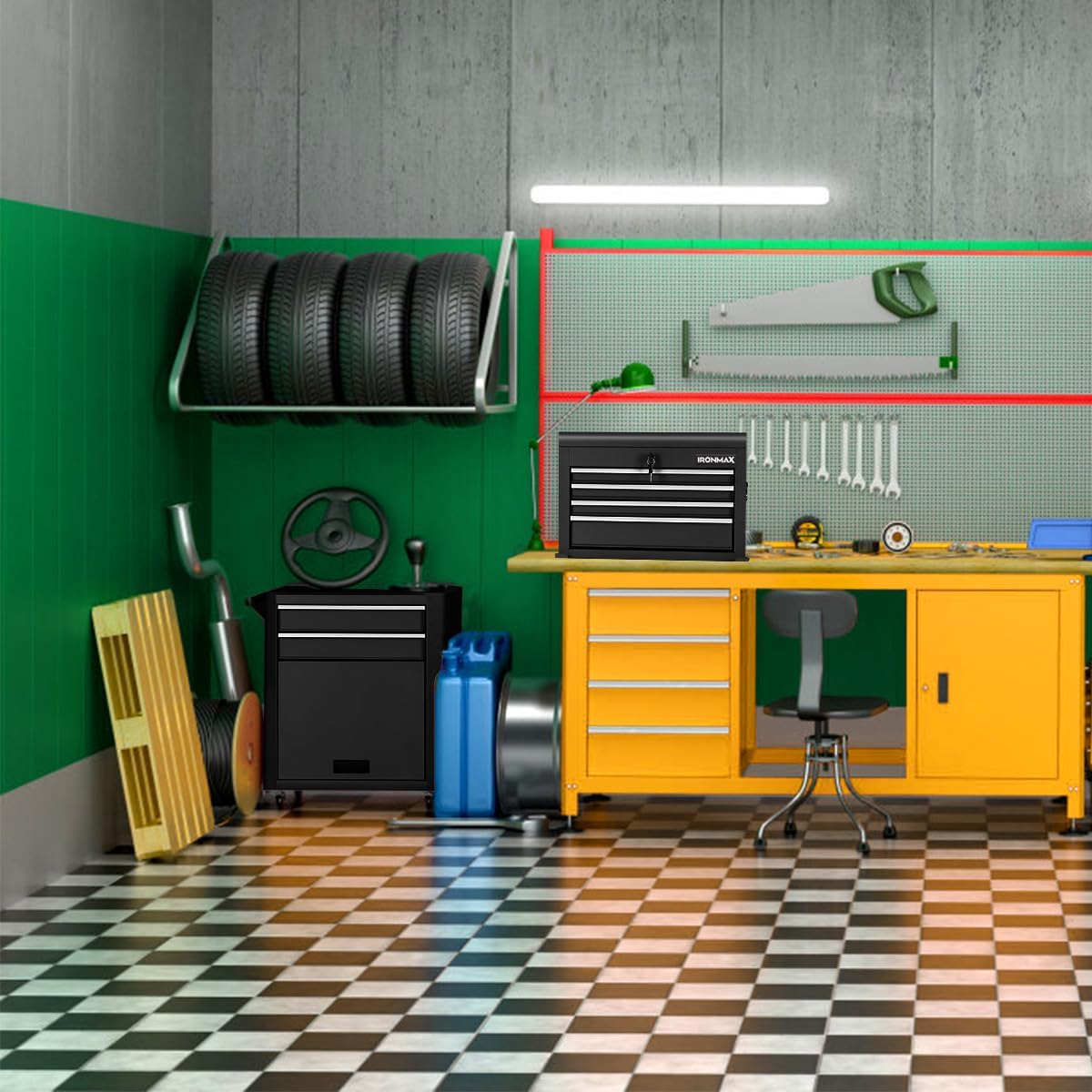 ironmax 6 drawers rolling tool chest, 2 in shown in use