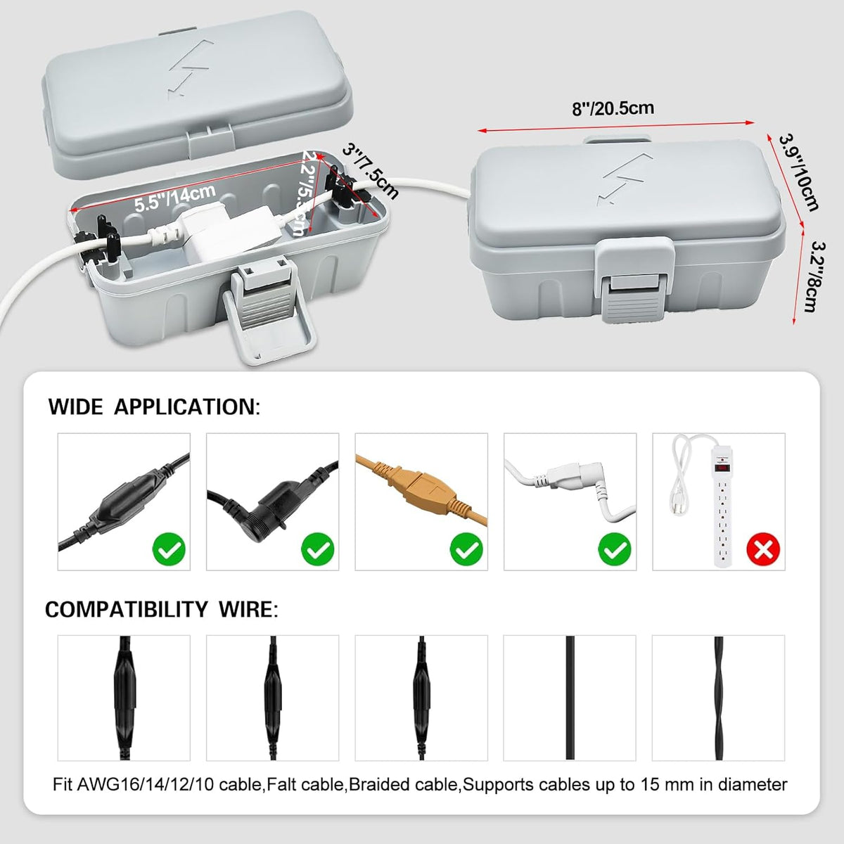 hrensaw 3pcs small weatherproof electrical connection box(inner 5.5x3x2.2inch),outdoor shown in use