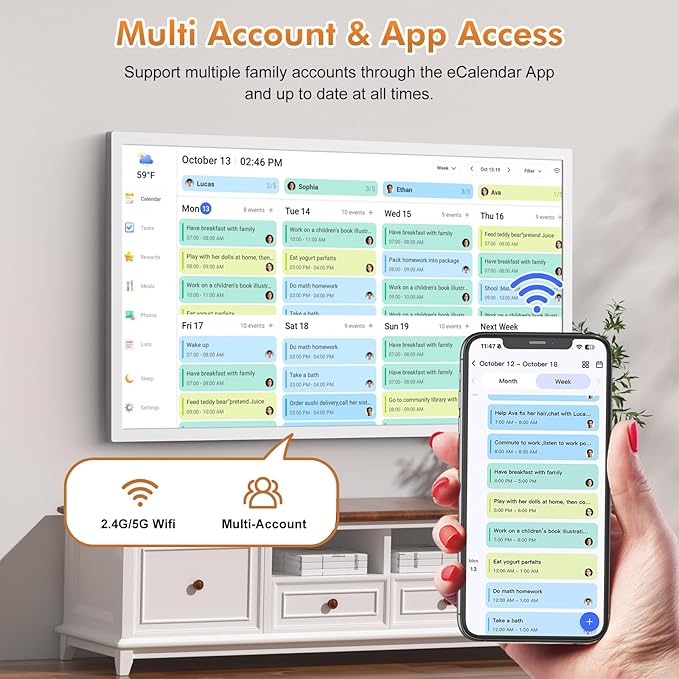 27" Smart Digital Calendar for-Family-Business-Schedules