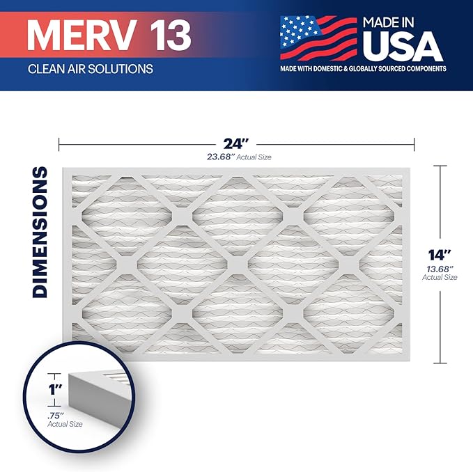 BNX TruFilter 14x24x1 Air Filter MERV 13 (6 Pack)