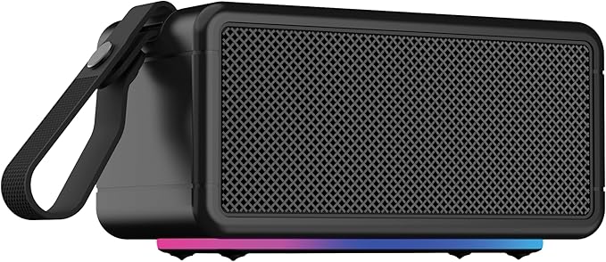 AT&T Essentials Retro 40W Bluetooth Speaker, IPX6 Waterproof, LED Light Modes