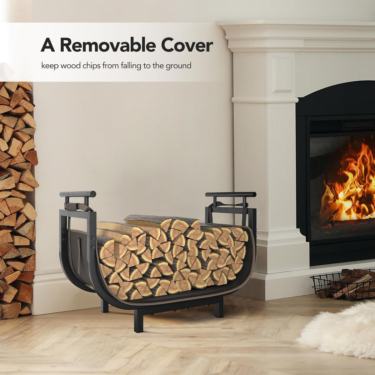 30” Outdoor Firewood Rack with Carrier Bag & Ergonomic Handles
