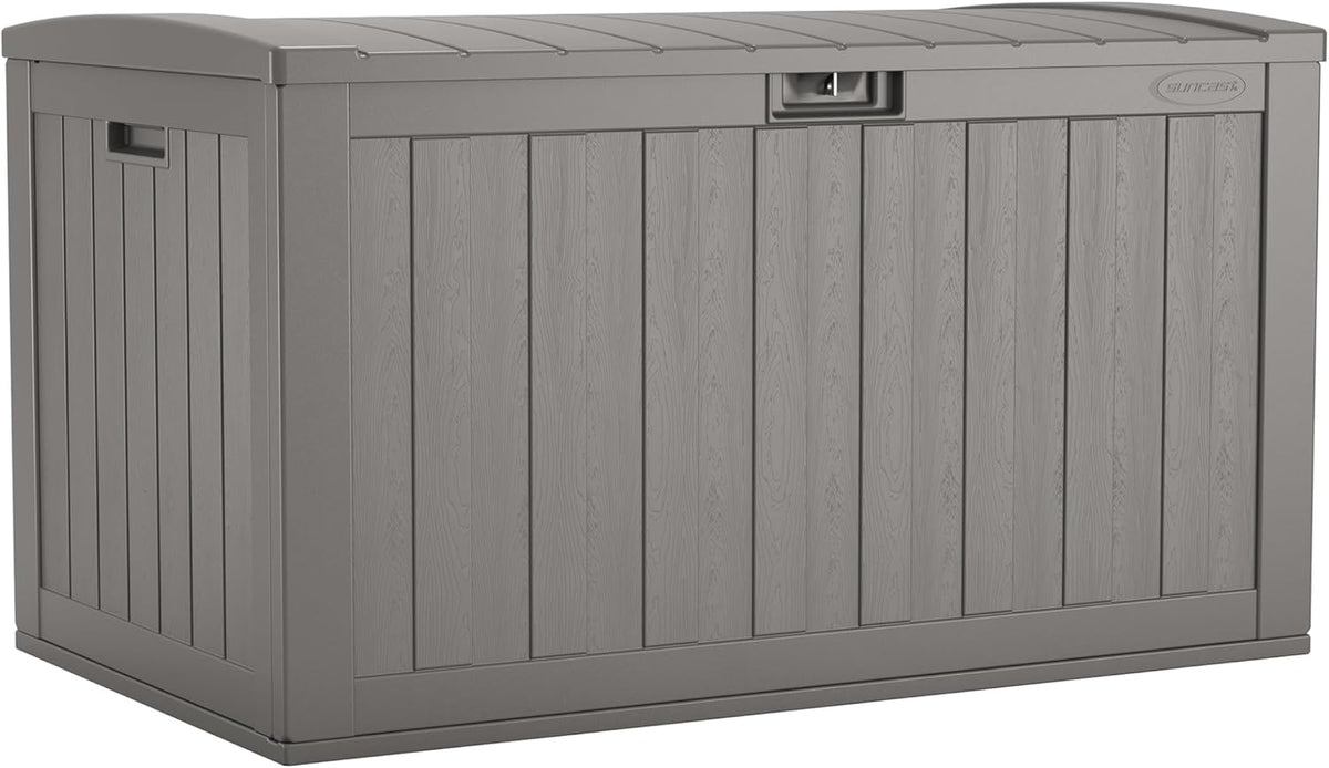 Suncast XL Resin Deck Box, 134 Gal, with Pad-Lockable Lid, Dove Gray