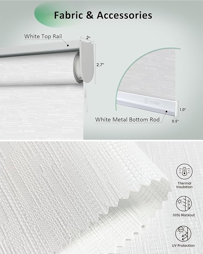 Yoolax Motorized Blinds App Control, Light Filtering Motorized Shades