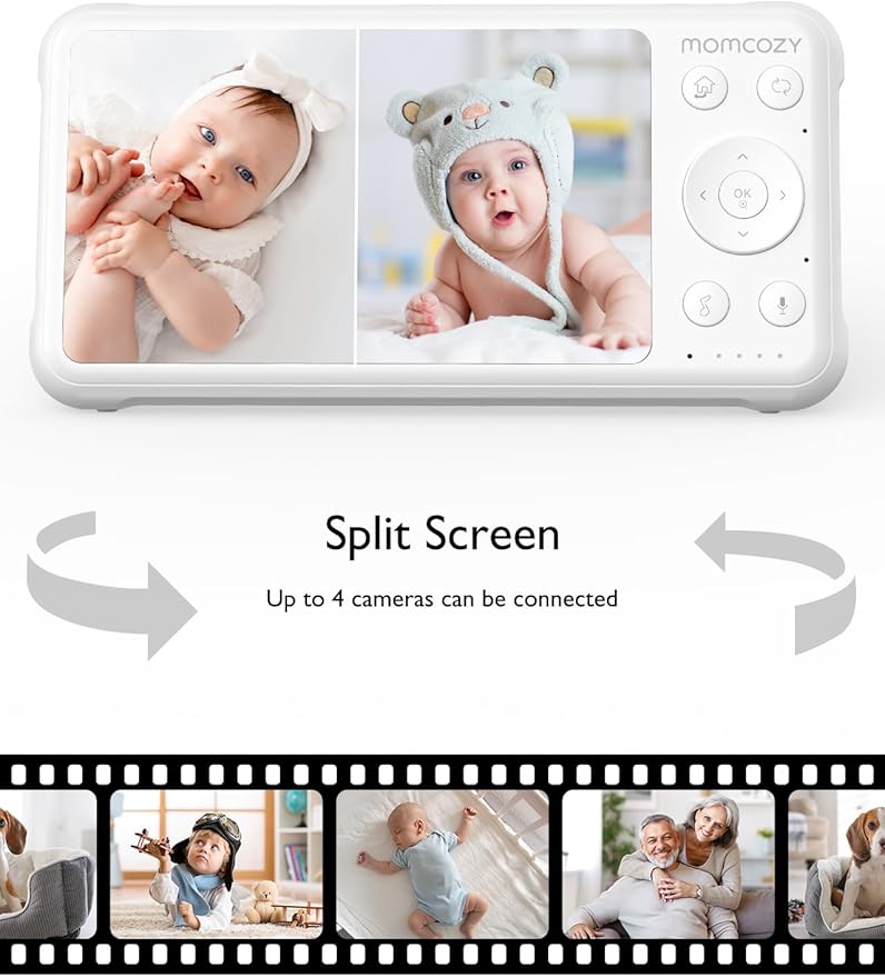 Momcozy Baby Monitor with 2 Cameras 5’’ 1080P Split Screen Video Baby Monitor