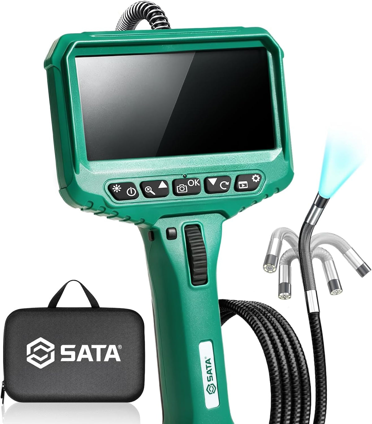 SATA Articulating Borescope Camera with Light, 210° Two-Way Endoscope