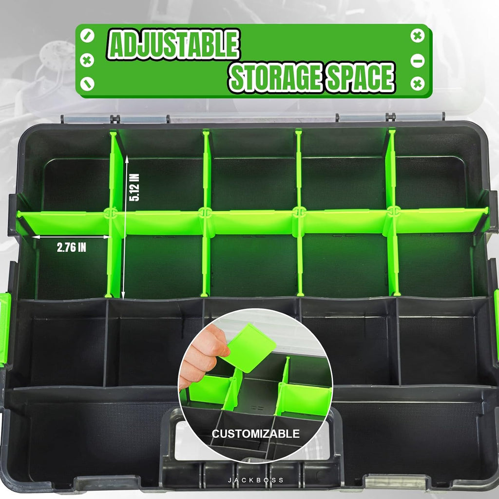 jack boss tool box with transparent lid, single, close-up detail
