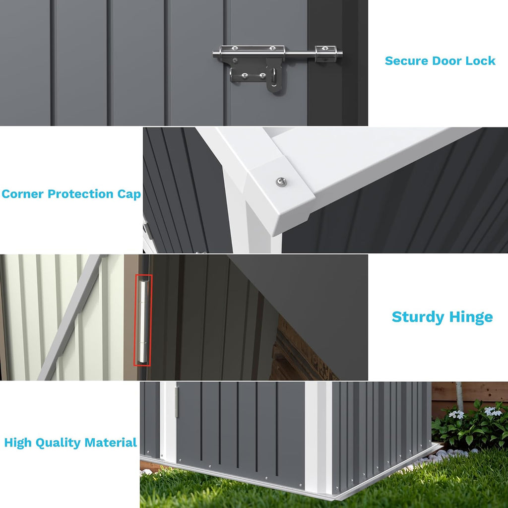 greesum outdoor storage shed 5 x 3 ft., close-up detail