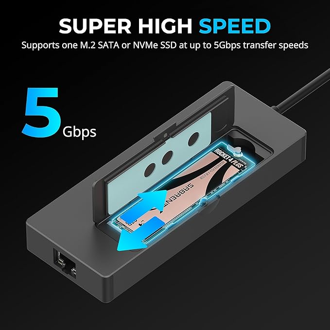 SABRENT USB-C Hub & SSD Enclosure, 6-Port Dock