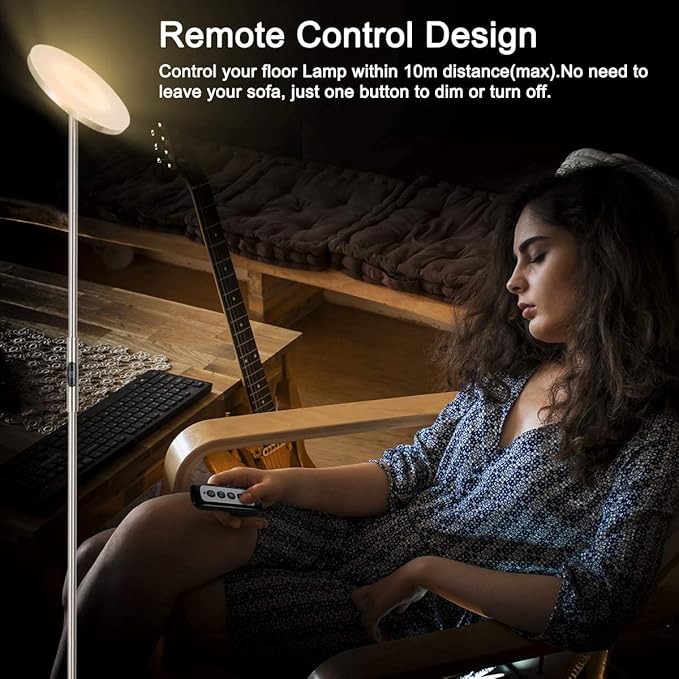 Floor Lamp, 30W/2400LM Sky LED Modern Torchiere 3 Color Temperatures Super