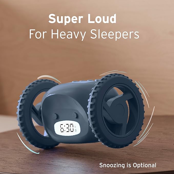 CLOCKY Extra Loud Alarm Clock for Heavy Sleepers on Wheels Rolls Runs Away