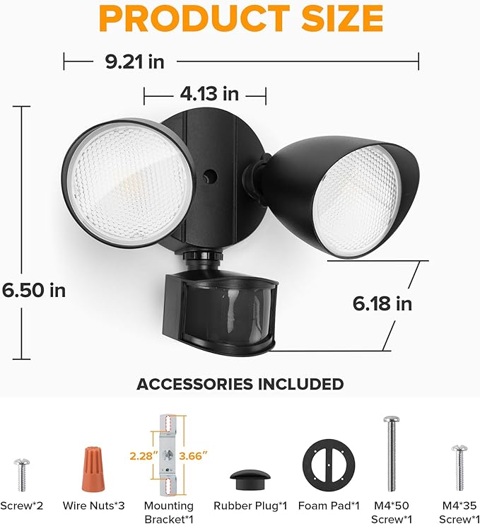 LUTEC 32W 3500 Lumen LED Security Lights Motion Sensor Light Outdoor, 5000K