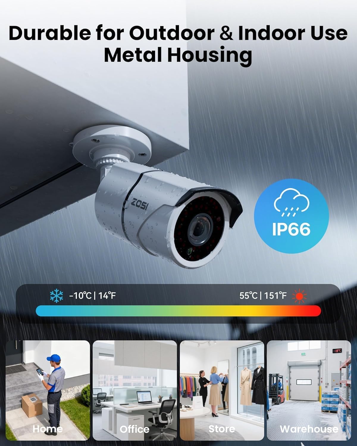 zosi 3k lite 8ch security camera system with, close-up detail