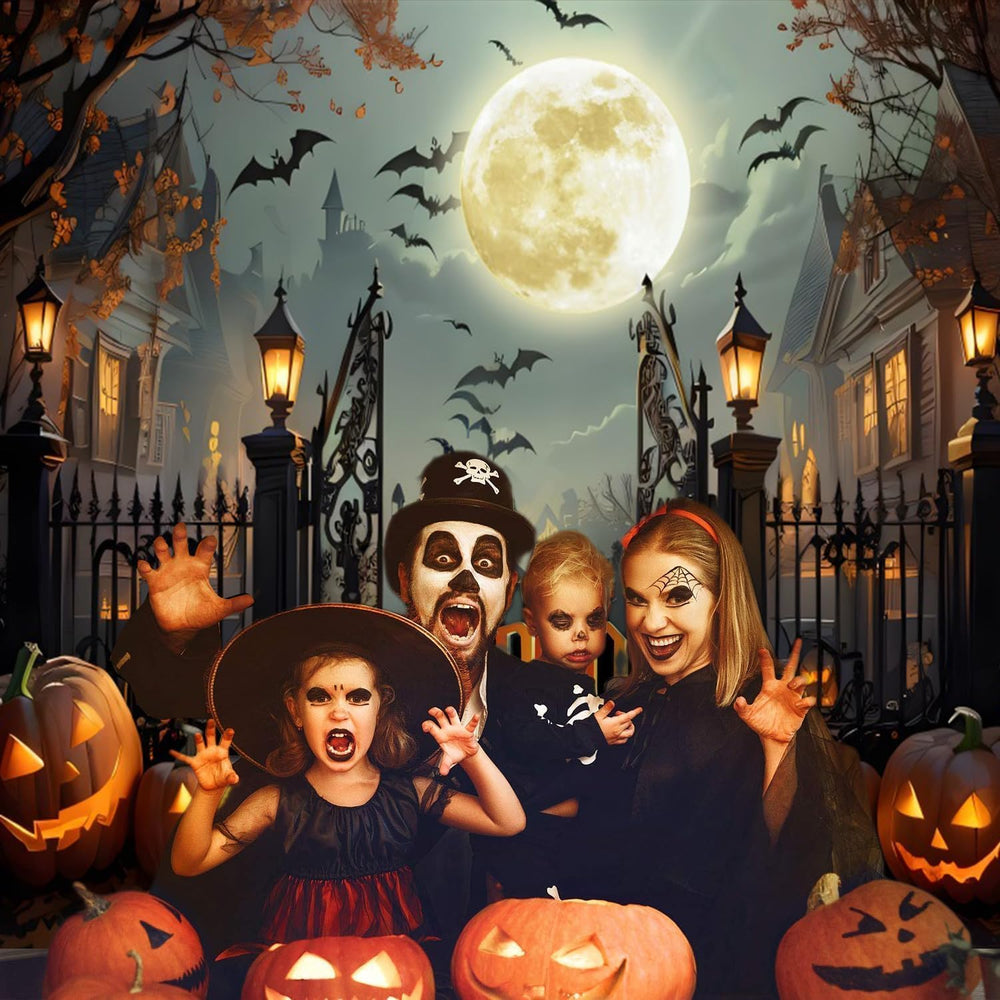 20x10ft Halloween Backdrop for Halloween Party Decorations Scary Full Moon Ni...