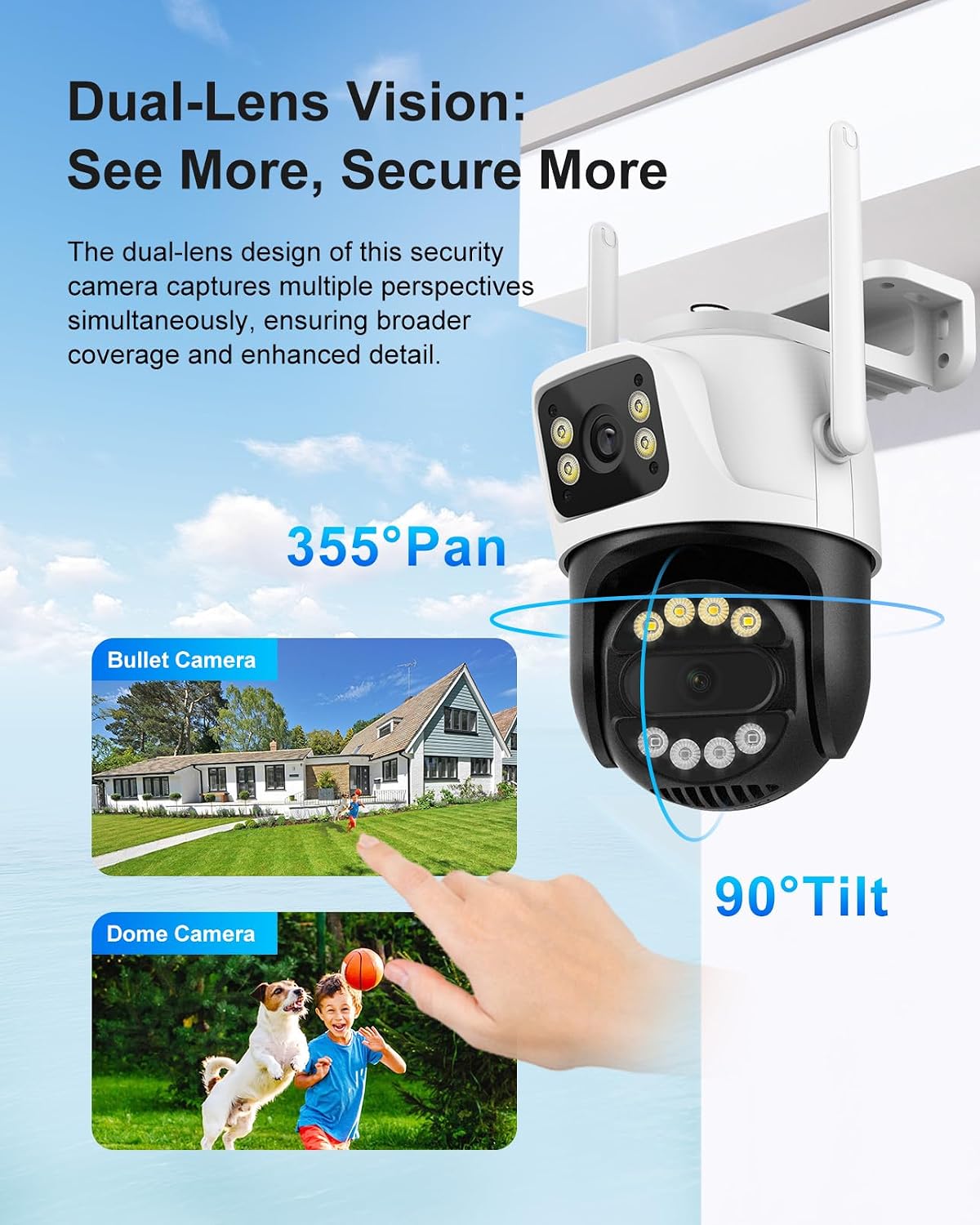 6mp dual lens 2.4ghz wifi security camera outdoor shown in use