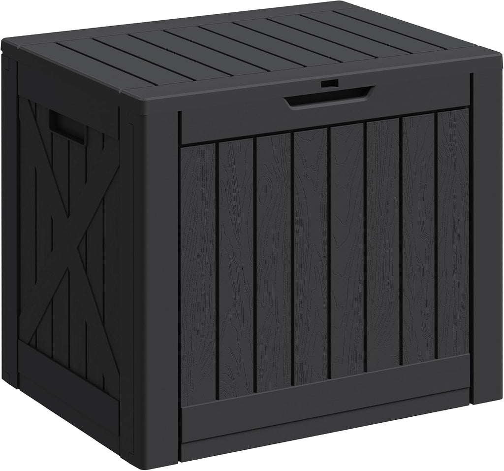 Greesum 40 Gallon Resin Deck Box, Outdoor Storage Container, Black