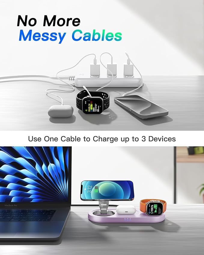 Upgraded 3 in 1 Wireless Charging Station