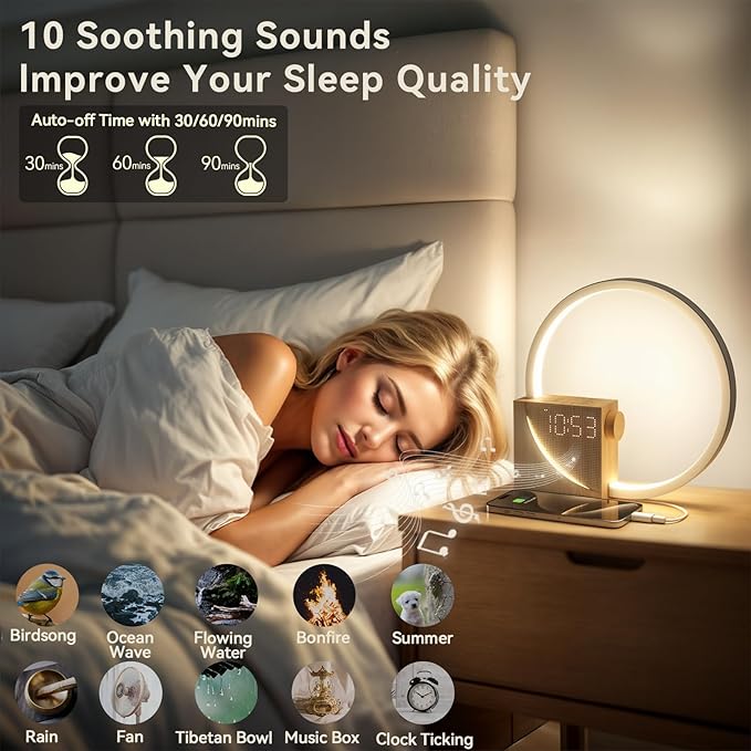 Vivilumens Sunrise Alarm Clock Sound Machine Nightlight, Gradual Wake Up Light