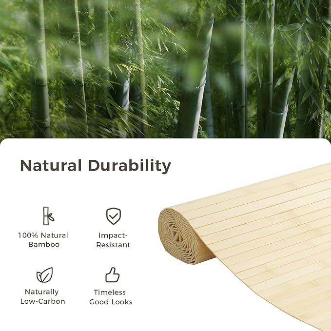 OUZUGIE 2 Pack 96x24 Inch Natural Bamboo Wall Panel – Raw Pole Wrap Paneling