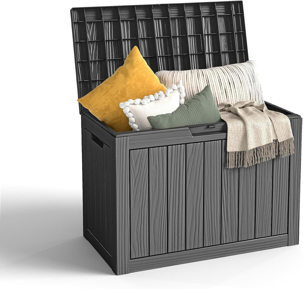 vixzen 45 gal waterproof outdoor storage box lockable shown in use