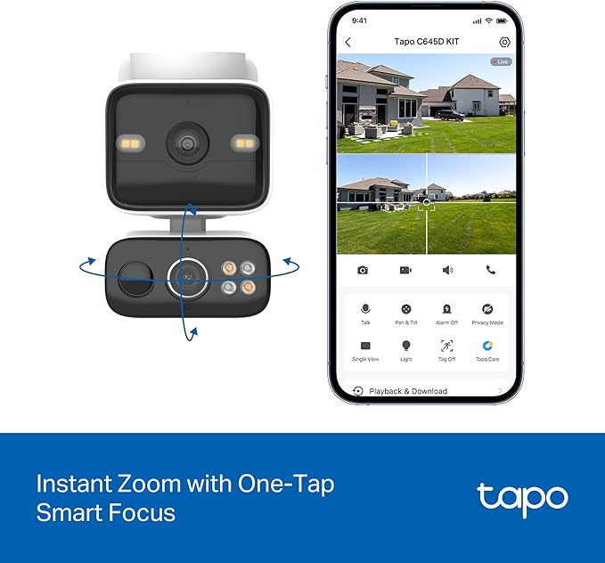 Tapo 2K Dual Lens Pan/Tilt Security Battery Camera Wireless w/Solar Panel