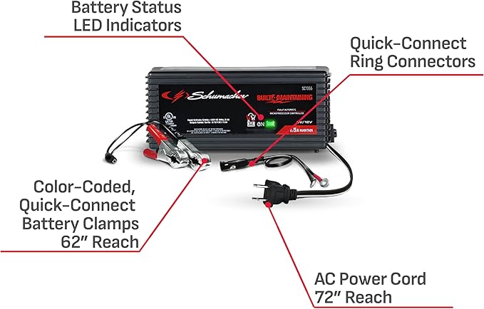 Schumacher Electric 1.5A Car Battery Charger and Maintainer, 3-in-1 Solution