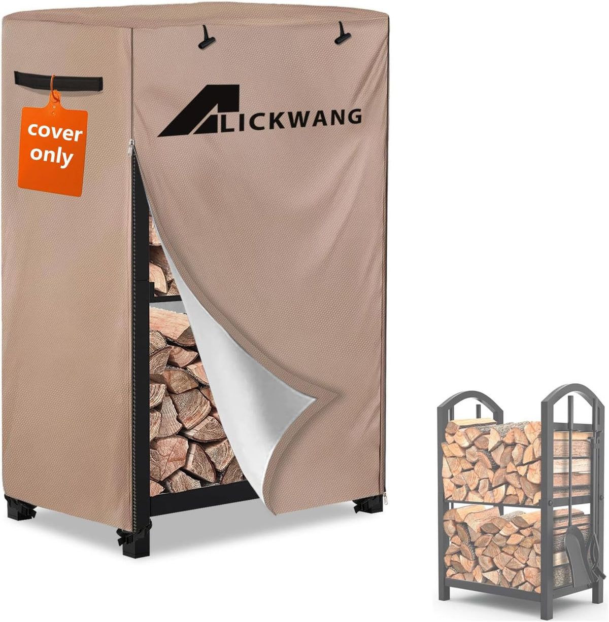 Outdoor Waterproof 17 Inch Small Firewood Rack Cover with Zipper