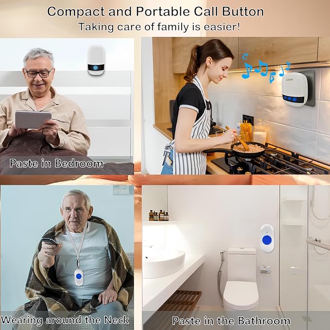 LIOTOIN Caregiver Pager Wireless Call Button Call Bell Call Light Alert Button
