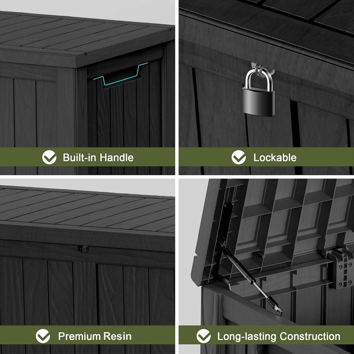 150 gallon outdoor deck box, lockable waterproof outdoor, package contents