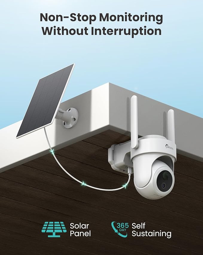 CAMSTRO 4K Security Cameras Wireless Outdoor No Subscription, 360° PTZ Home