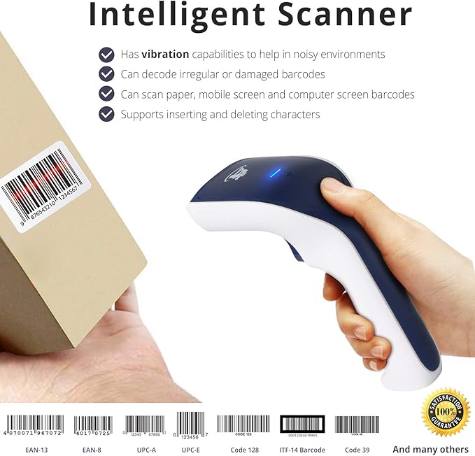 ScanAvenger Wireless Portable 1D Bluetooth Barcode Scanner: Hand Scanner 3-in-1