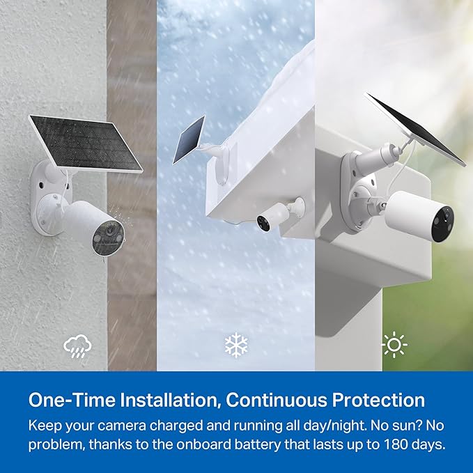 Tapo TP-Link SolarCam C402 Kit, Outdoor Battery Camera w/Solar Panel Base